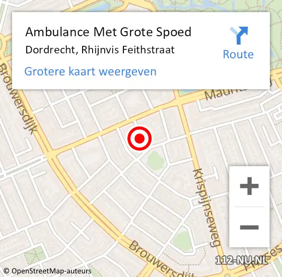 Locatie op kaart van de 112 melding: Ambulance Met Grote Spoed Naar Dordrecht, Rhijnvis Feithstraat op 30 mei 2015 11:16