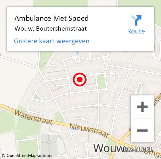 Locatie op kaart van de 112 melding: Ambulance Met Spoed Naar Wouw, Boutershemstraat op 31 mei 2015 14:13