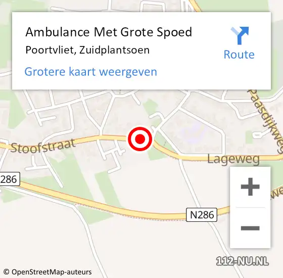 Locatie op kaart van de 112 melding: Ambulance Met Grote Spoed Naar Poortvliet, Zuidplantsoen op 31 mei 2015 15:35