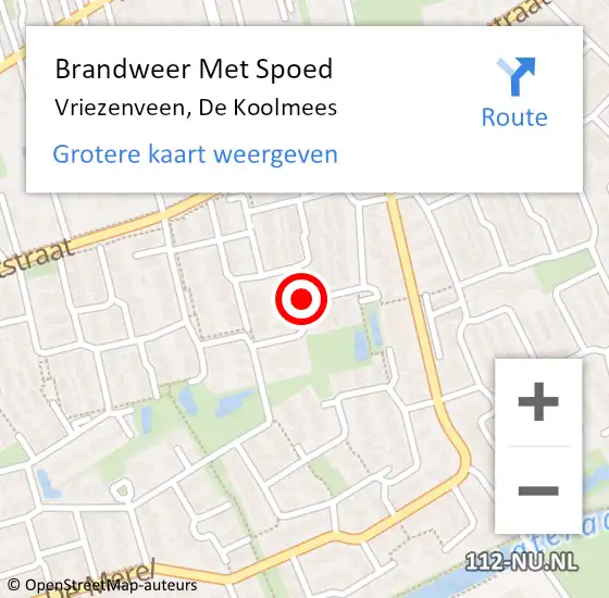 Locatie op kaart van de 112 melding: Brandweer Met Spoed Naar Vriezenveen, De Koolmees op 9 november 2013 11:51