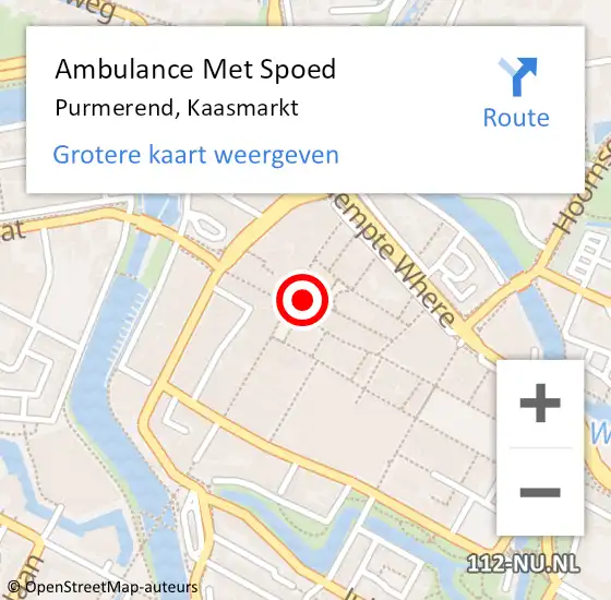 Locatie op kaart van de 112 melding: Ambulance Met Spoed Naar Purmerend, Kaasmarkt op 31 mei 2015 20:23