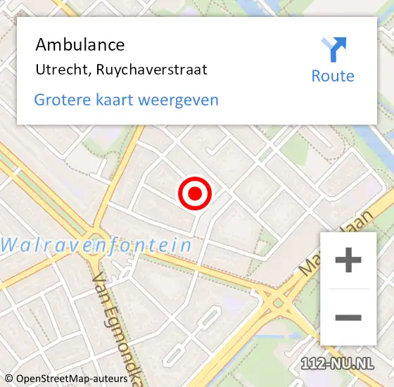 Locatie op kaart van de 112 melding: Ambulance Utrecht, Ruychaverstraat op 31 mei 2015 21:10