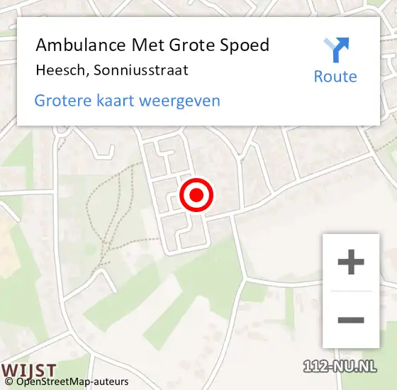 Locatie op kaart van de 112 melding: Ambulance Met Grote Spoed Naar Heesch, Sonniusstraat op 1 juni 2015 01:59