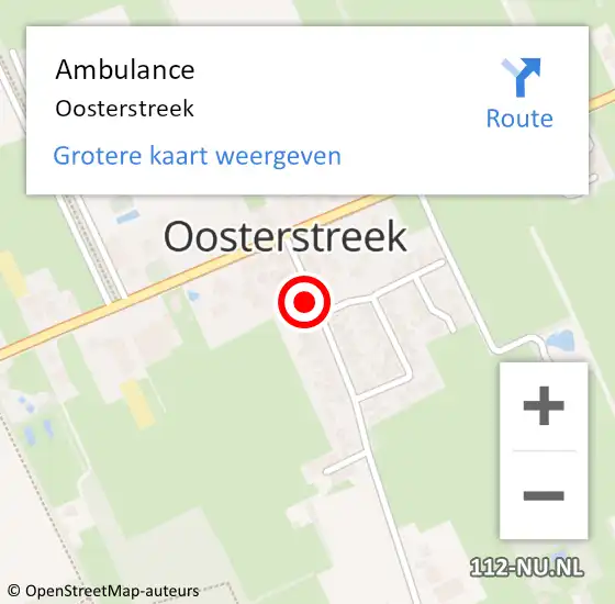 Locatie op kaart van de 112 melding: Ambulance Oosterstreek op 1 juni 2015 18:26