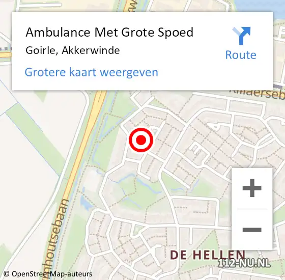 Locatie op kaart van de 112 melding: Ambulance Met Grote Spoed Naar Goirle, Akkerwinde op 2 juni 2015 05:57