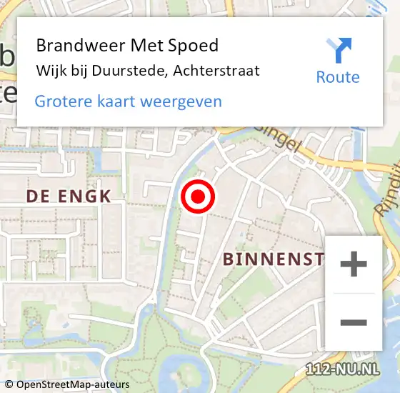 Locatie op kaart van de 112 melding: Brandweer Met Spoed Naar Wijk bij Duurstede, Achterstraat op 2 juni 2015 17:45