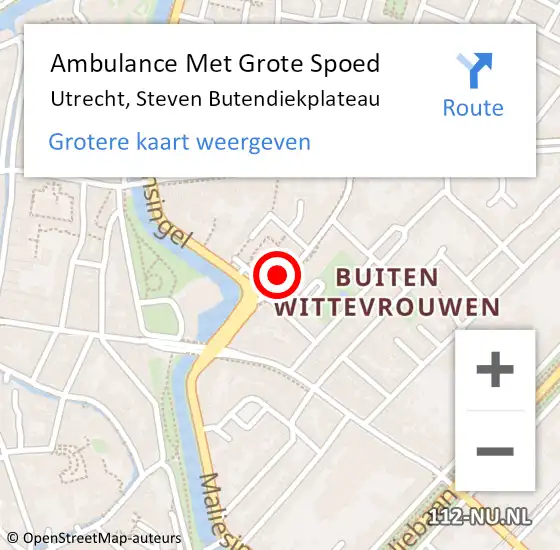 Locatie op kaart van de 112 melding: Ambulance Met Grote Spoed Naar Utrecht, Steven Butendiekplateau op 2 juni 2015 21:12