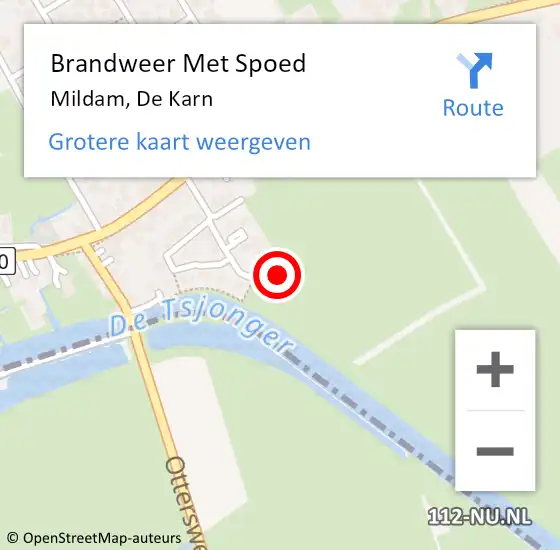Locatie op kaart van de 112 melding: Brandweer Met Spoed Naar Mildam, De Karn op 3 juni 2015 15:05