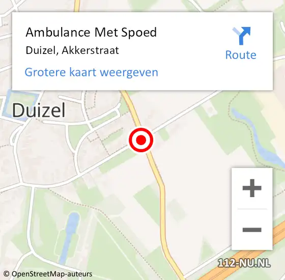 Locatie op kaart van de 112 melding: Ambulance Met Spoed Naar Duizel, Akkerstraat op 3 juni 2015 20:19