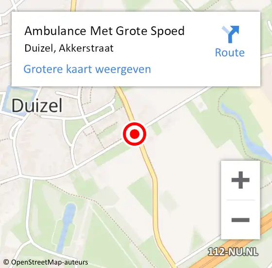 Locatie op kaart van de 112 melding: Ambulance Met Grote Spoed Naar Duizel, Akkerstraat op 3 juni 2015 20:21