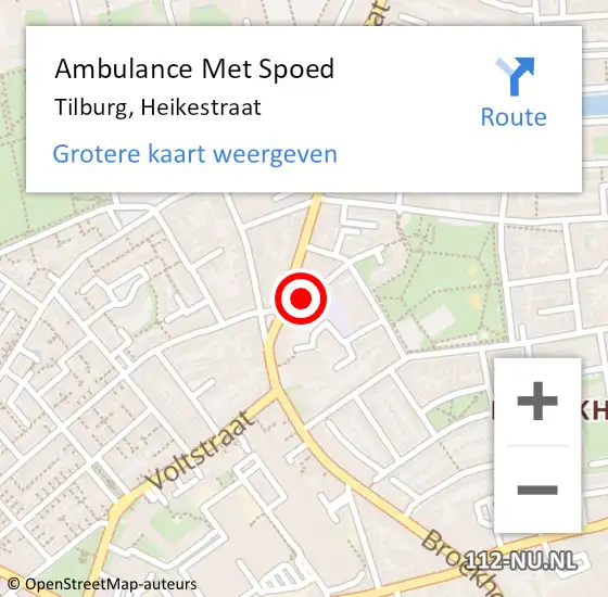 Locatie op kaart van de 112 melding: Ambulance Met Spoed Naar Tilburg, Heikestraat op 3 juni 2015 21:18