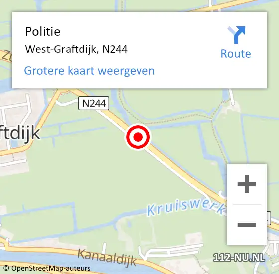 Locatie op kaart van de 112 melding: Politie West-Graftdijk, N244 op 4 juni 2015 11:55