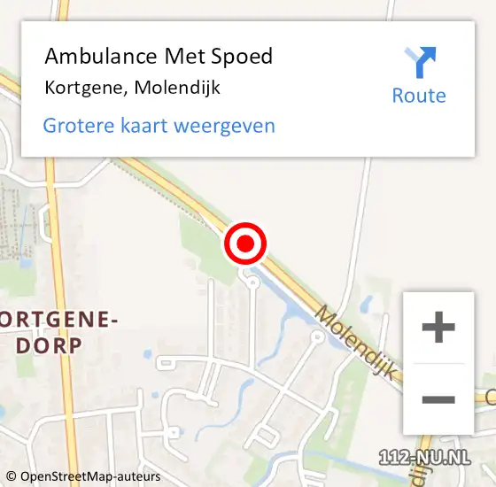 Locatie op kaart van de 112 melding: Ambulance Met Spoed Naar Kortgene, Molendijk op 5 juni 2015 13:40
