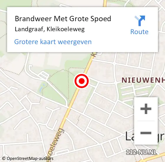 Locatie op kaart van de 112 melding: Brandweer Met Grote Spoed Naar Landgraaf, Kleikoeleweg op 5 juni 2015 14:29