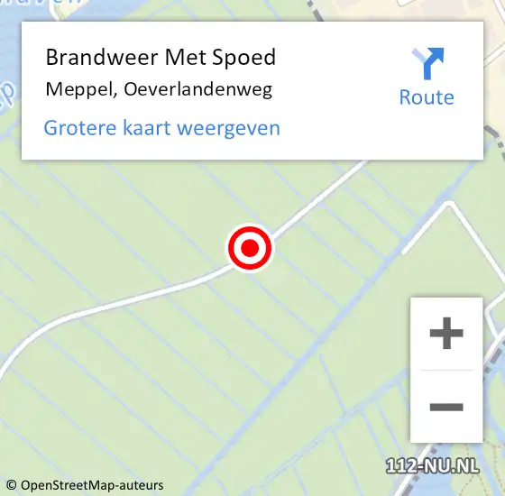 Locatie op kaart van de 112 melding: Brandweer Met Spoed Naar Meppel, Oeverlandenweg op 5 juni 2015 20:39