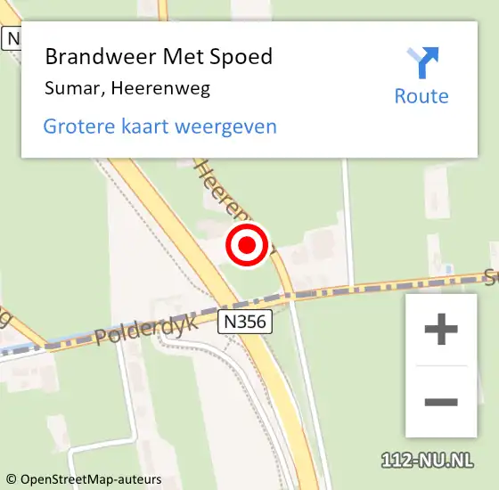 Locatie op kaart van de 112 melding: Brandweer Met Spoed Naar Sumar, Heerenweg op 5 juni 2015 21:43