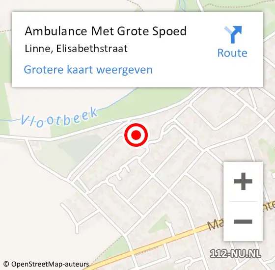Locatie op kaart van de 112 melding: Ambulance Met Grote Spoed Naar Linne, Elisabethstraat op 5 juni 2015 22:23