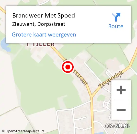 Locatie op kaart van de 112 melding: Brandweer Met Spoed Naar Zieuwent, Dorpsstraat op 6 juni 2015 14:01