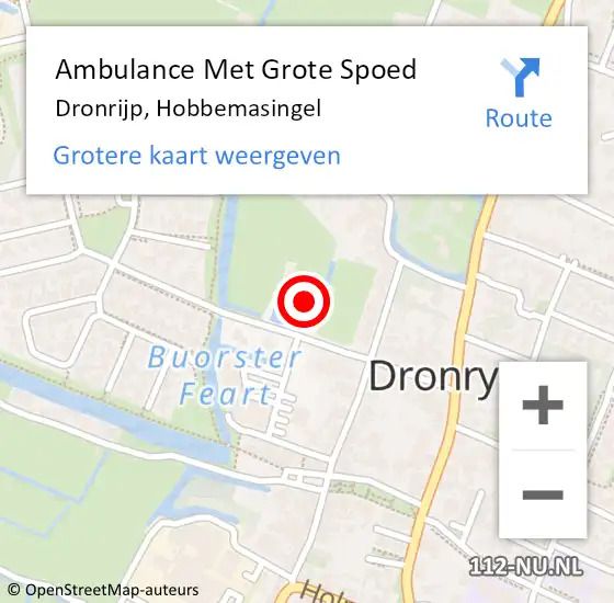 Locatie op kaart van de 112 melding: Ambulance Met Grote Spoed Naar Dronrijp, Hobbemasingel op 6 juni 2015 15:59