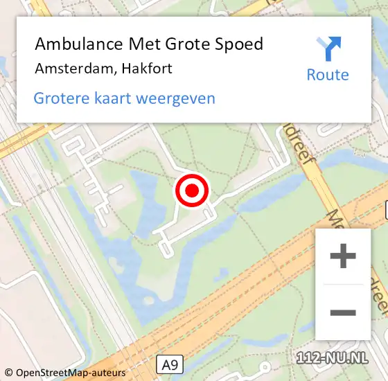 Locatie op kaart van de 112 melding: Ambulance Met Grote Spoed Naar Amsterdam, Hakfort op 6 juni 2015 21:58
