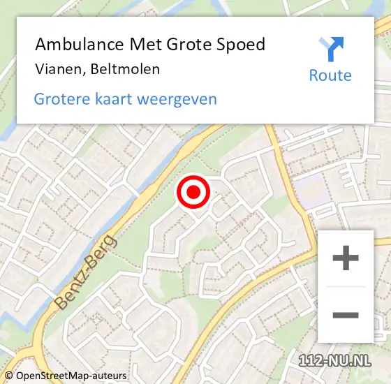 Locatie op kaart van de 112 melding: Ambulance Met Grote Spoed Naar Vianen, Beltmolen op 6 juni 2015 22:46