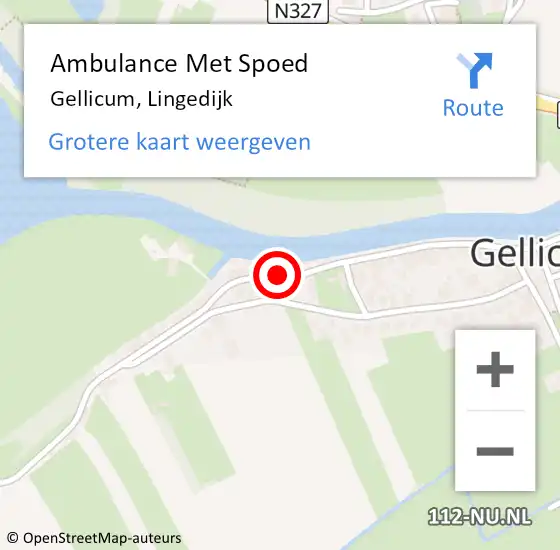 Locatie op kaart van de 112 melding: Ambulance Met Spoed Naar Gellicum, Lingedijk op 7 juni 2015 12:13