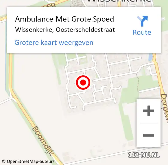 Locatie op kaart van de 112 melding: Ambulance Met Grote Spoed Naar Wissenkerke, Oosterscheldestraat op 7 juni 2015 19:04