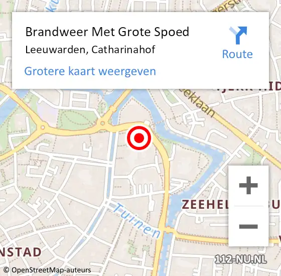 Locatie op kaart van de 112 melding: Brandweer Met Grote Spoed Naar Leeuwarden, Catharinahof op 8 juni 2015 09:41
