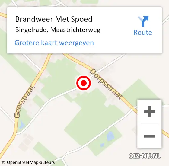 Locatie op kaart van de 112 melding: Brandweer Met Spoed Naar Bingelrade, Maastrichterweg op 9 juni 2015 08:01