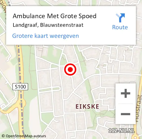 Locatie op kaart van de 112 melding: Ambulance Met Grote Spoed Naar Landgraaf, Blauwsteenstraat op 9 juni 2015 08:31