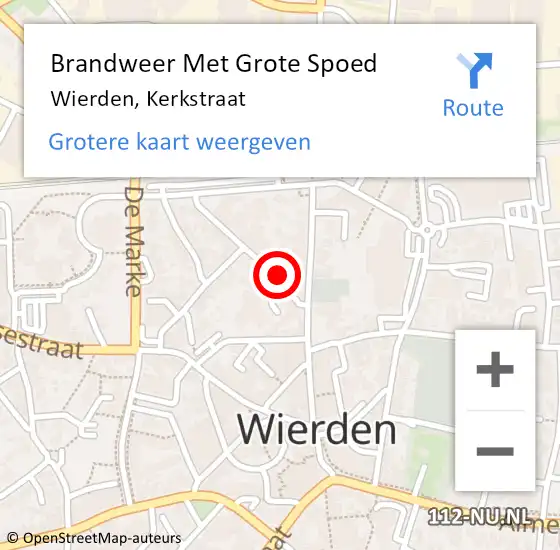 Locatie op kaart van de 112 melding: Brandweer Met Grote Spoed Naar Wierden, Kerkstraat op 9 juni 2015 11:52