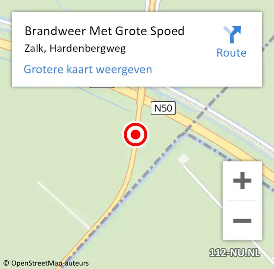 Locatie op kaart van de 112 melding: Brandweer Met Grote Spoed Naar Zalk, Hardenbergweg op 9 juni 2015 13:04