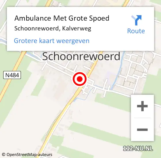 Locatie op kaart van de 112 melding: Ambulance Met Grote Spoed Naar Schoonrewoerd, Kalverweg op 10 juni 2015 00:17