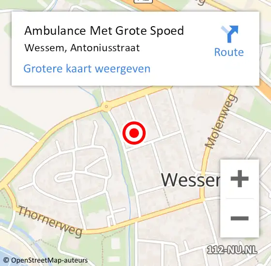 Locatie op kaart van de 112 melding: Ambulance Met Grote Spoed Naar Wessem, Antoniusstraat op 11 juni 2015 07:17