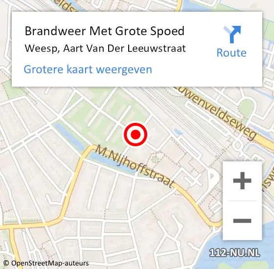 Locatie op kaart van de 112 melding: Brandweer Met Grote Spoed Naar Weesp, Aart Van Der Leeuwstraat op 11 juni 2015 07:41