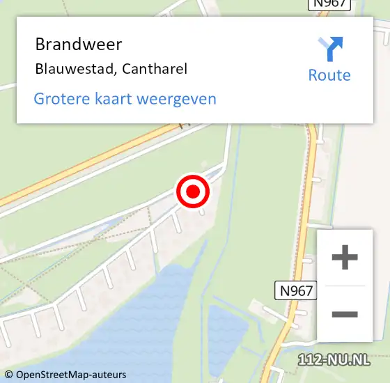Locatie op kaart van de 112 melding: Brandweer Blauwestad, Cantharel op 11 juni 2015 11:58