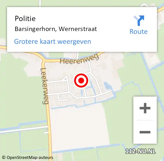 Locatie op kaart van de 112 melding: Politie Barsingerhorn, Wernerstraat op 11 juni 2015 19:14