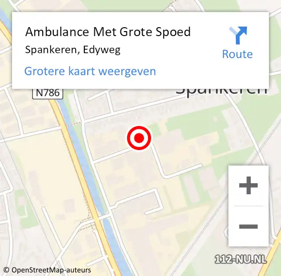 Locatie op kaart van de 112 melding: Ambulance Met Grote Spoed Naar Spankeren, Edyweg op 11 juni 2015 21:25