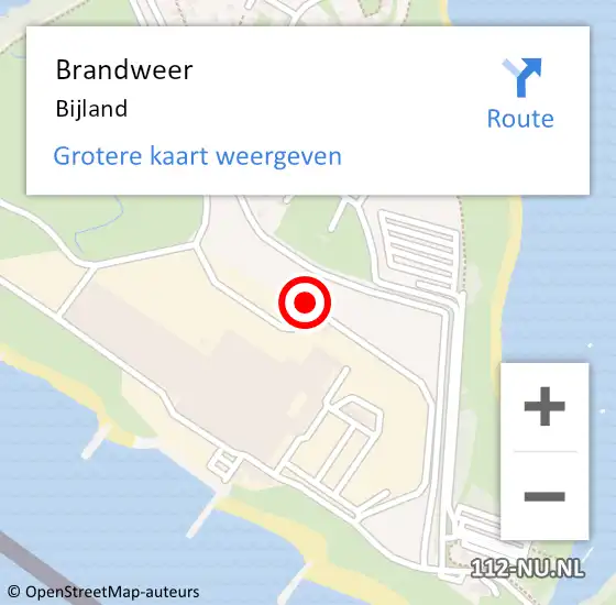 Locatie op kaart van de 112 melding: Brandweer Bijland op 11 juni 2015 22:18