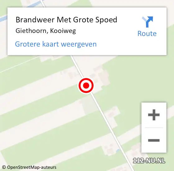 Locatie op kaart van de 112 melding: Brandweer Met Grote Spoed Naar Giethoorn, Kooiweg op 10 november 2013 18:04