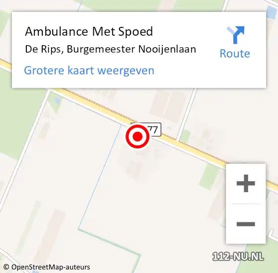 Locatie op kaart van de 112 melding: Ambulance Met Spoed Naar De Rips, Burgemeester Nooijenlaan op 12 juni 2015 09:54
