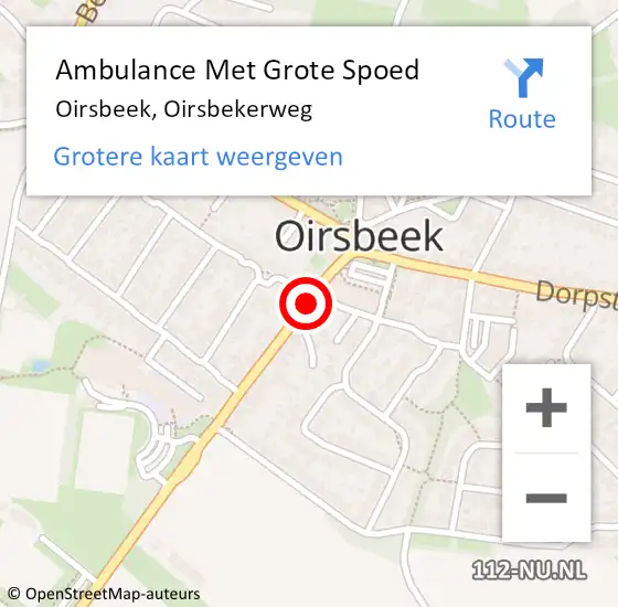 Locatie op kaart van de 112 melding: Ambulance Met Grote Spoed Naar Oirsbeek, Oirsbekerweg op 12 juni 2015 14:36