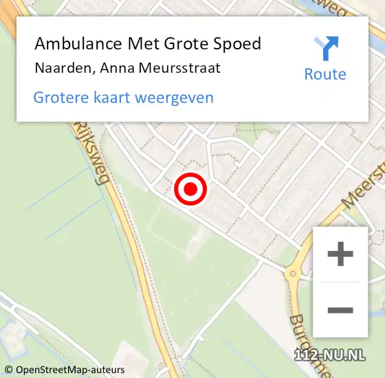 Locatie op kaart van de 112 melding: Ambulance Met Grote Spoed Naar Naarden, Anna Meursstraat op 12 juni 2015 16:28