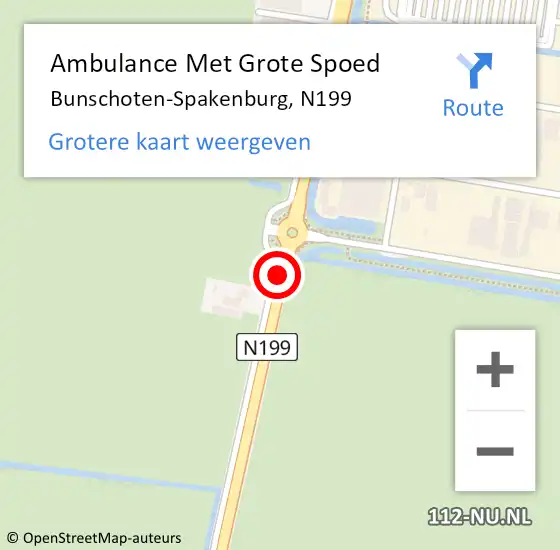 Locatie op kaart van de 112 melding: Ambulance Met Grote Spoed Naar Bunschoten-Spakenburg, N199 op 12 juni 2015 18:24
