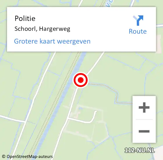 Locatie op kaart van de 112 melding: Politie Schoorl, Hargerweg op 12 juni 2015 19:23