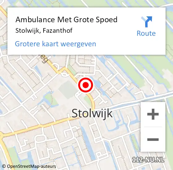 Locatie op kaart van de 112 melding: Ambulance Met Grote Spoed Naar Stolwijk, Fazanthof op 13 juni 2015 10:59
