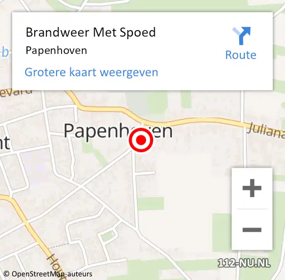 Locatie op kaart van de 112 melding: Brandweer Met Spoed Naar Papenhoven op 13 juni 2015 12:46