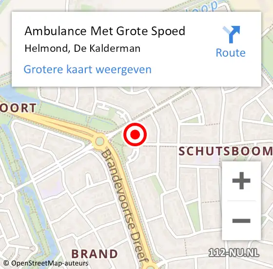 Locatie op kaart van de 112 melding: Ambulance Met Grote Spoed Naar Helmond, De Kalderman op 13 juni 2015 12:52