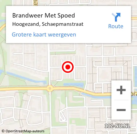 Locatie op kaart van de 112 melding: Brandweer Met Spoed Naar Hoogezand, Schaepmanstraat op 13 juni 2015 22:47