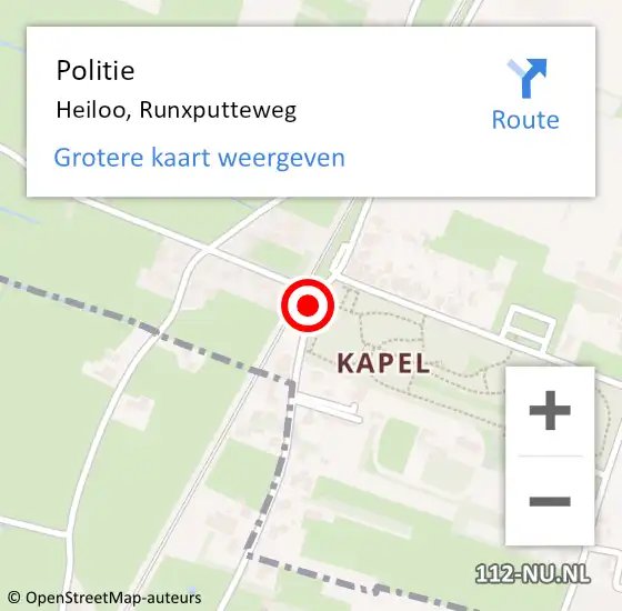 Locatie op kaart van de 112 melding: Politie Heiloo, Runxputteweg op 14 juni 2015 00:46